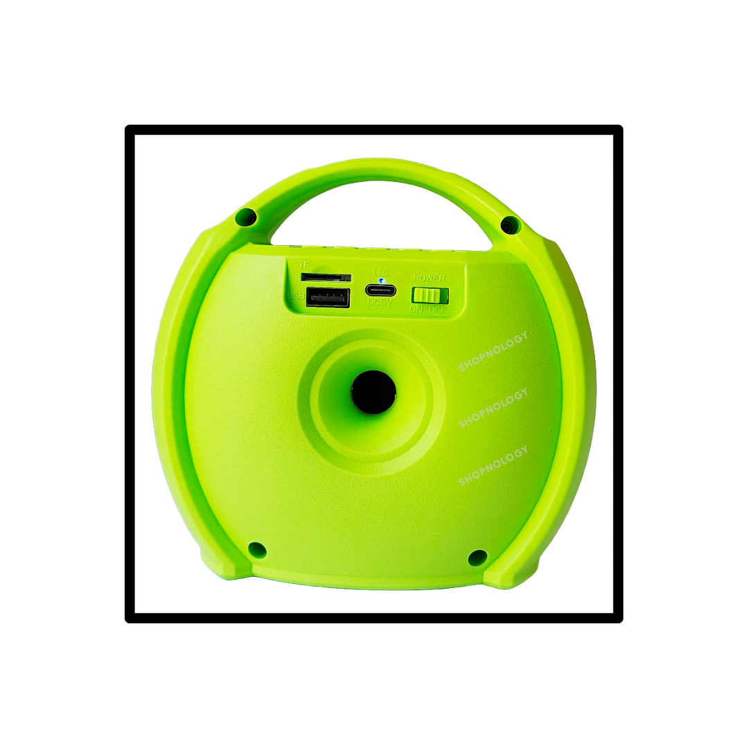 Bocina portable de 3 pulgadas con asa y disponible en colores.