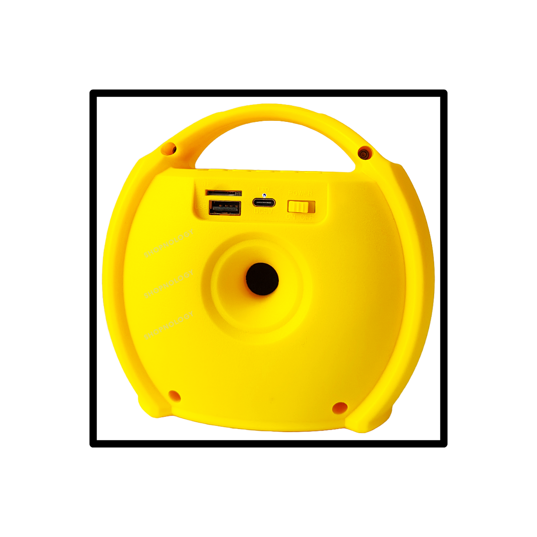 Bocina portable de 3 pulgadas con asa y disponible en colores.