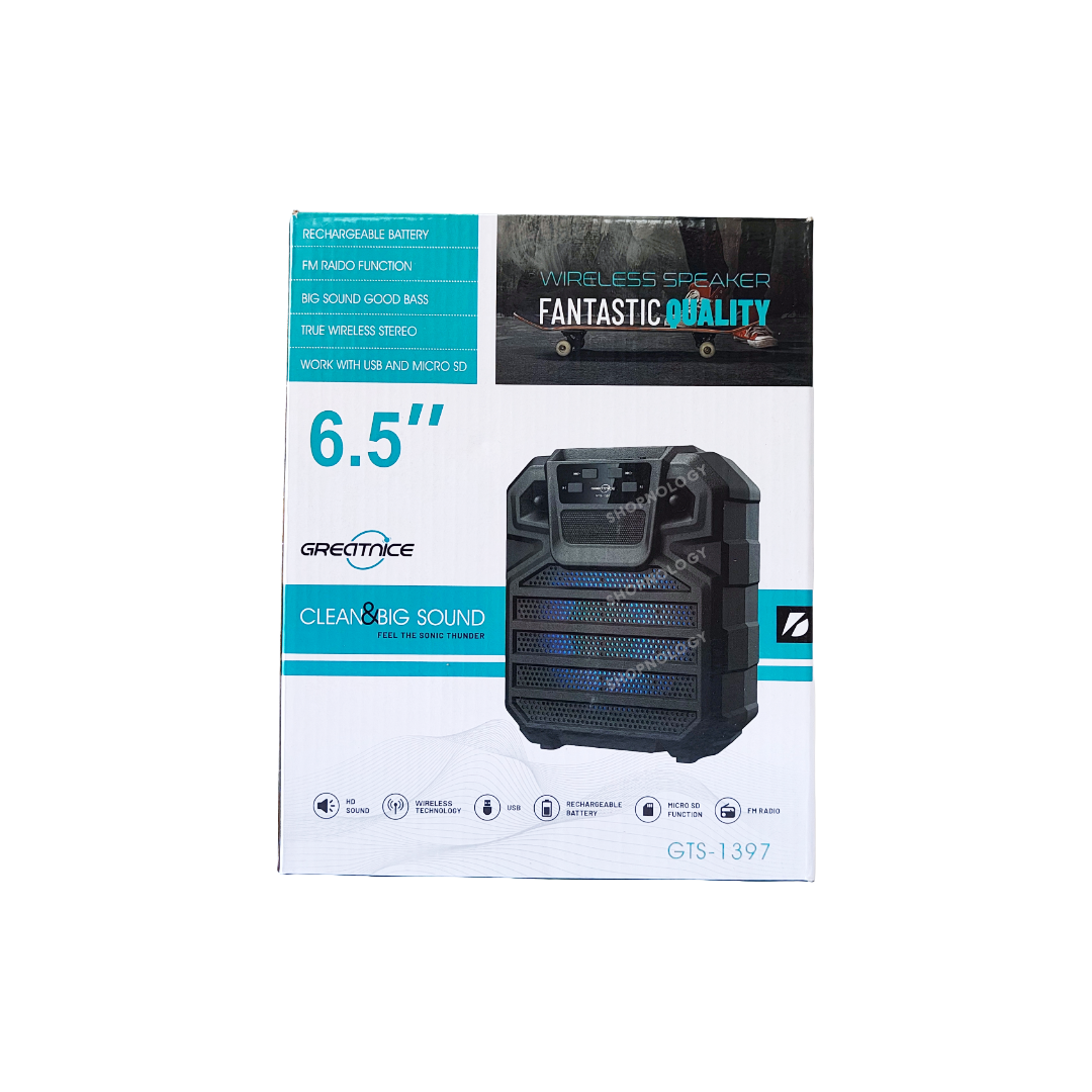 Bocina bluetooth de 6.5 pulgadas, de gran potencia.