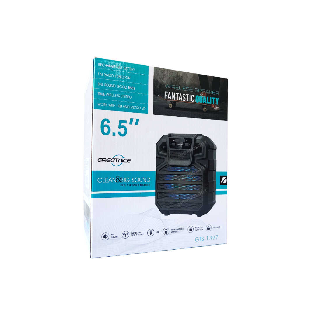 Bocina bluetooth de 6.5 pulgadas, de gran potencia.