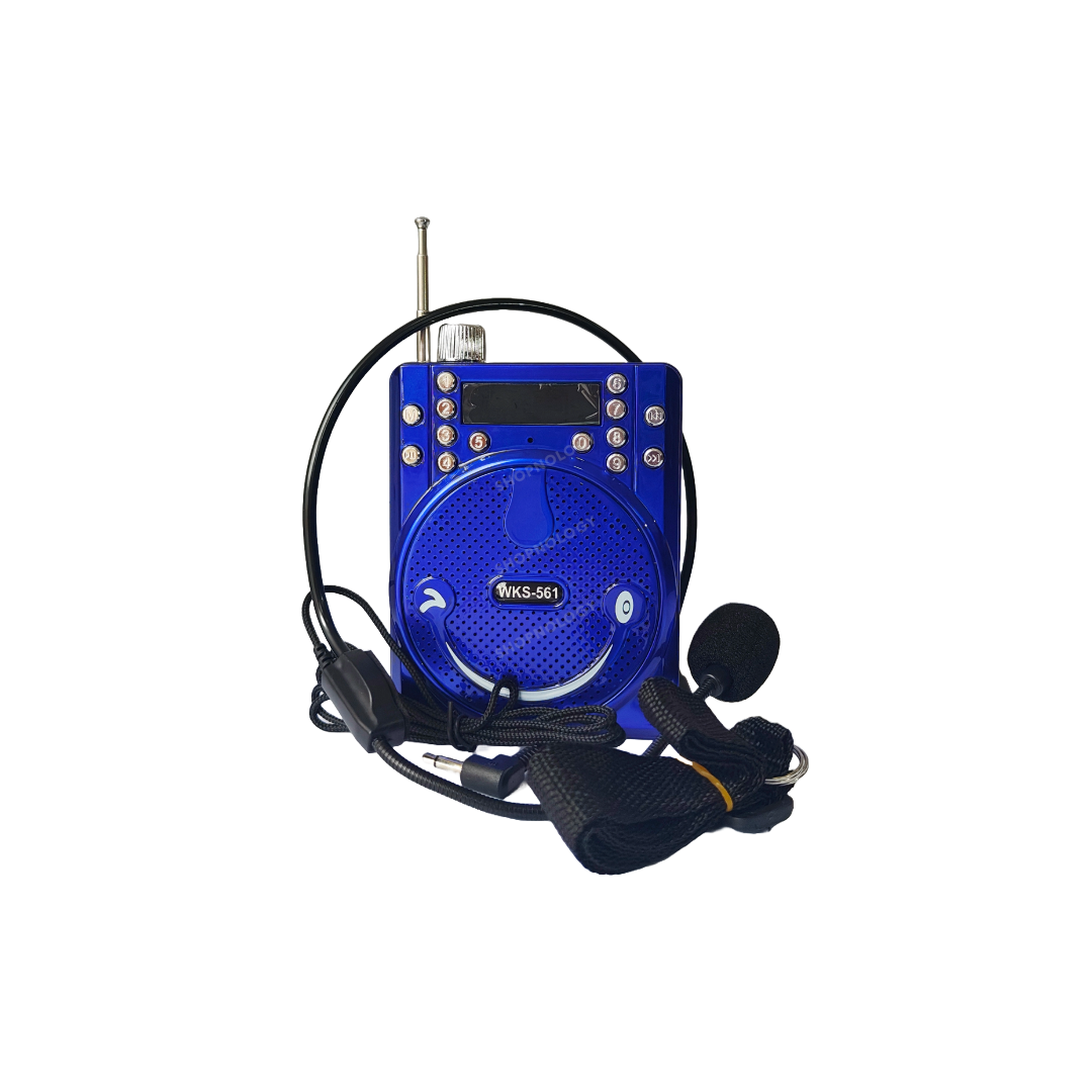 Radio portatil AM y FM recargable, con antena y megafono.