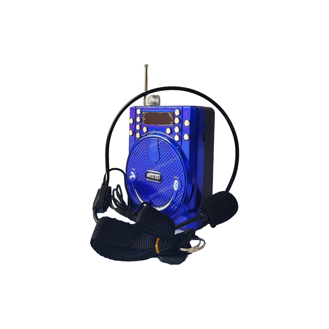 Radio portatil AM y FM recargable, con antena y megafono.