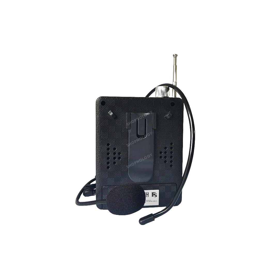 Radio portatil AM y FM recargable, con antena y megafono.