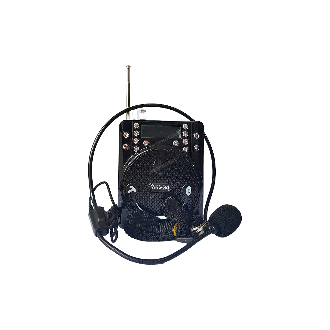 Radio portatil AM y FM recargable, con antena y megafono.