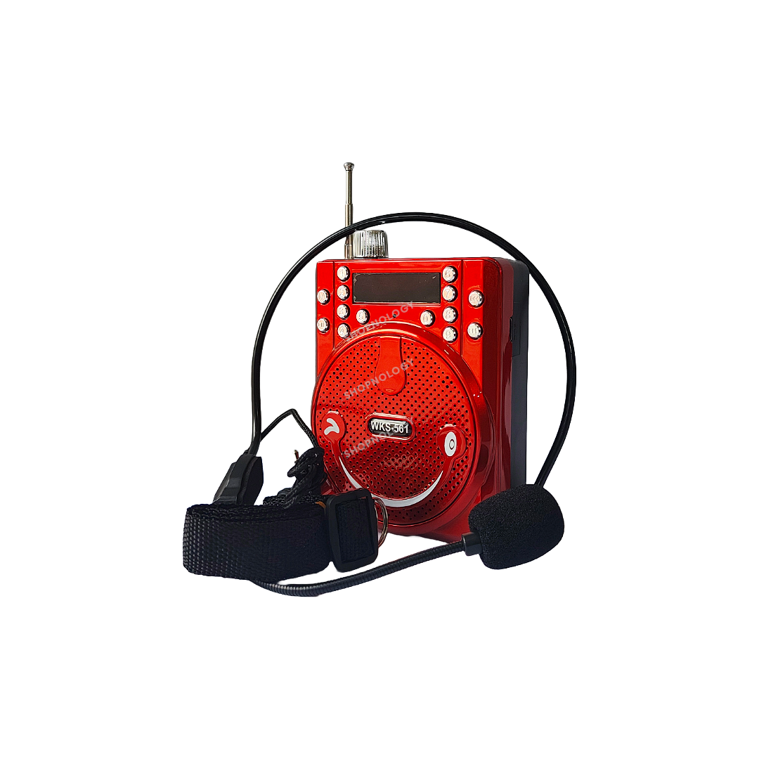 Radio portatil AM y FM recargable, con antena y megafono.
