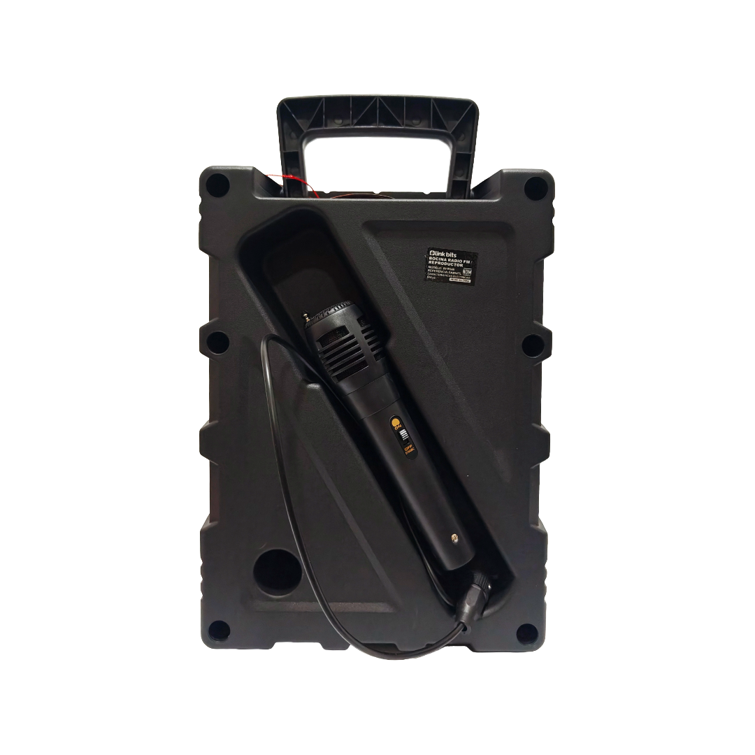 Bocina bluetooth de 8 pulgadas con control remoto y microfono.